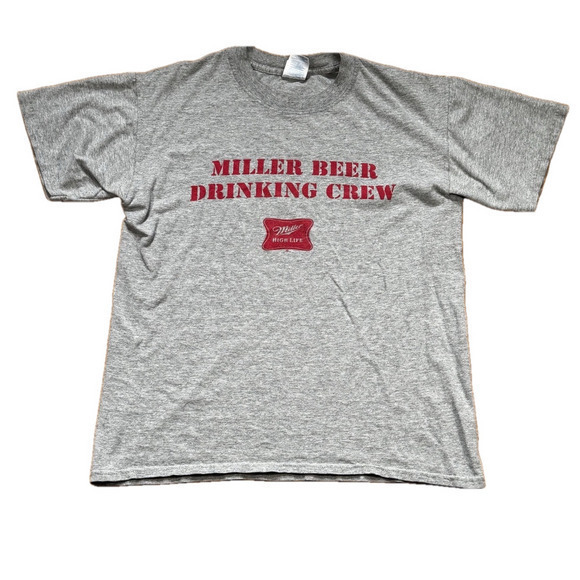 Gildan Other - 🌷 Gildan T-shirt Size M Gray Miller Beer Drinking Crew
